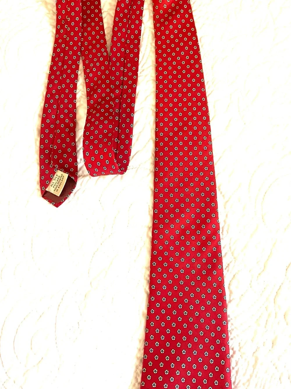 Silk Vintage Bert Pulitzer Foulard Necktie Red